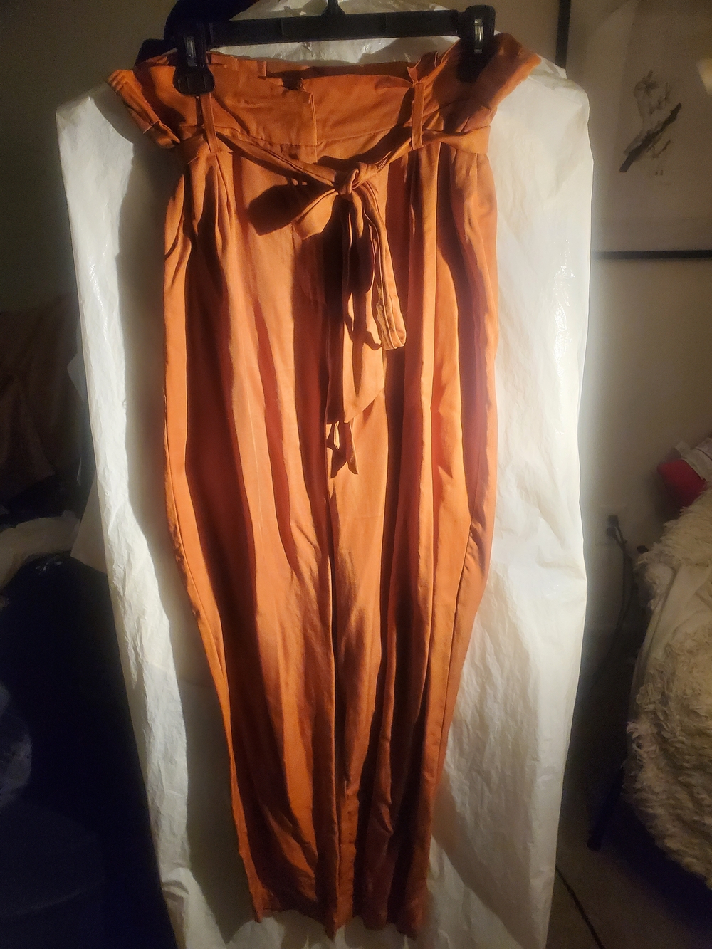 Socialite Paperbag High-Waist Wide-Leg Jumpsuit - Rust Orange